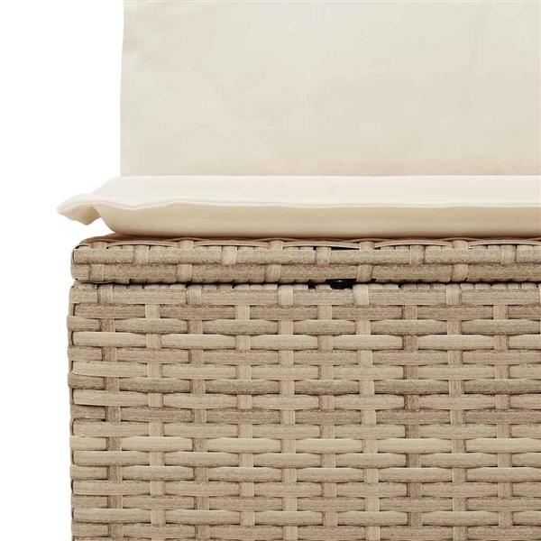 Grote foto vidaxl tuinbank met kussen beige poly riet tuin en terras tuinmeubelen