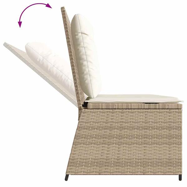 Grote foto vidaxl tuinbank met kussen beige poly riet tuin en terras tuinmeubelen