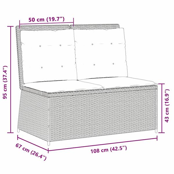 Grote foto vidaxl tuinbank met kussen beige poly riet tuin en terras tuinmeubelen