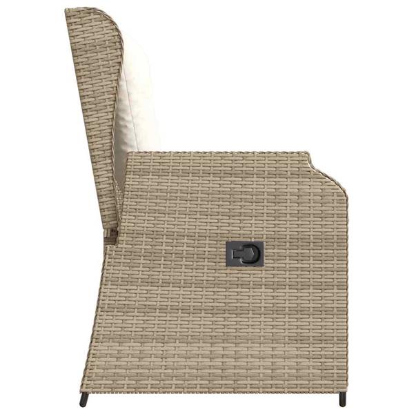 Grote foto vidaxl tuinbank met kussen beige poly riet tuin en terras tuinmeubelen