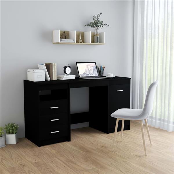 Grote foto vidaxl bureau 140x50x76 cm bewerkt hout zwart huis en inrichting stoelen