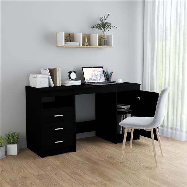 Grote foto vidaxl bureau 140x50x76 cm bewerkt hout zwart huis en inrichting stoelen