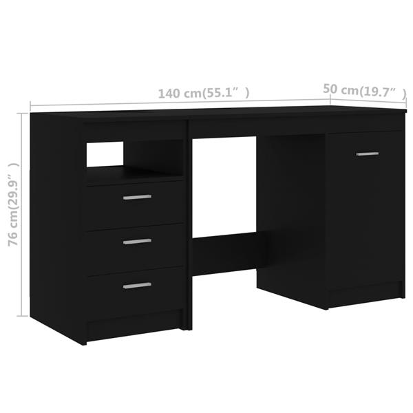 Grote foto vidaxl bureau 140x50x76 cm bewerkt hout zwart huis en inrichting stoelen