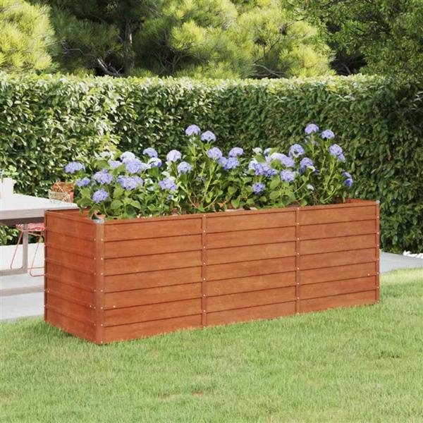 Grote foto vidaxl plantenbak verhoogd 240x80x77 cm cortenstaal roestig tuin en terras overige tuin en terras