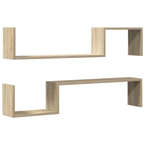 Grote foto vidaxl wandschappen 2 st 100x15x20 cm bewerkt hout sonoma eikenkleurig huis en inrichting woningdecoratie