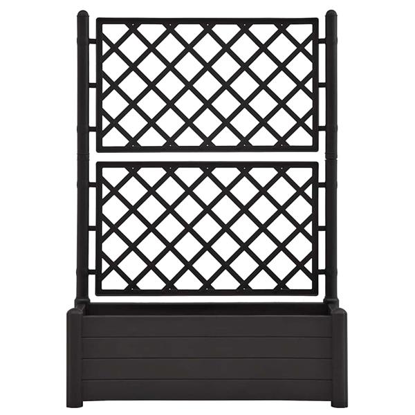 Grote foto vidaxl plantenbak met latwerk 100x43x142 cm pp antraciet tuin en terras overige tuin en terras