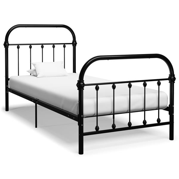 Grote foto vidaxl bedframe metaal zwart 90x200 cm antiek en kunst stoelen en banken