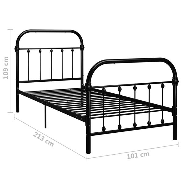 Grote foto vidaxl bedframe metaal zwart 90x200 cm antiek en kunst stoelen en banken