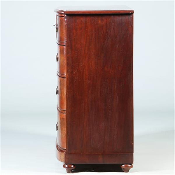 Grote foto bow front commode met oplopende lade bloemmahonie ca 1825 no.280315 antiek en kunst stoelen en banken