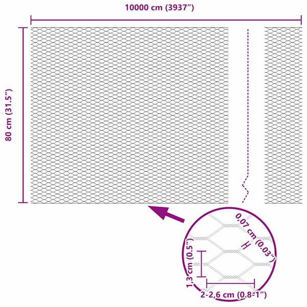 Grote foto vidaxl hexagon hek groen 0.8 x 100 m staal tuin en terras hekken en schuttingen