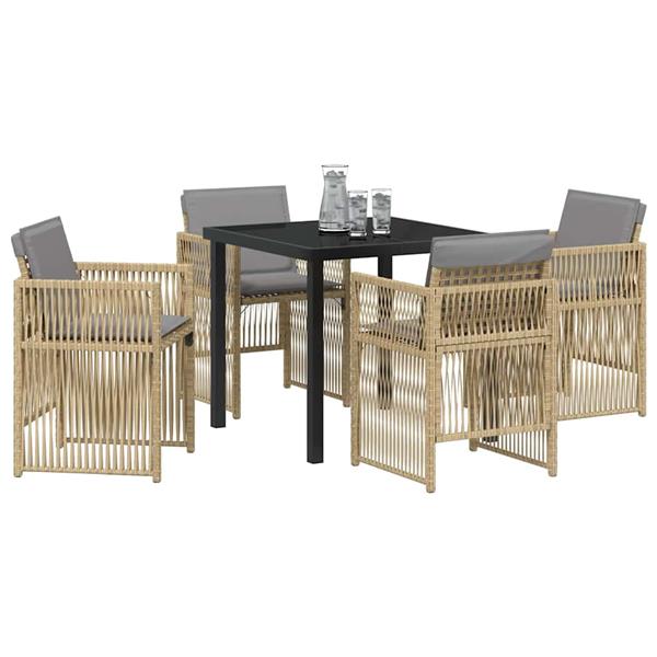 Grote foto vidaxl tuin eetset 5 pcs beige poly riet tuin en terras tuinmeubelen