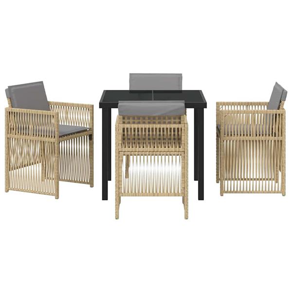Grote foto vidaxl tuin eetset 5 pcs beige poly riet tuin en terras tuinmeubelen