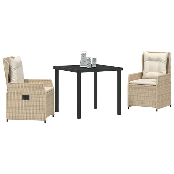 Grote foto vidaxl tuin eetset 3 pcs beige poly rattan tuin en terras tuinmeubelen