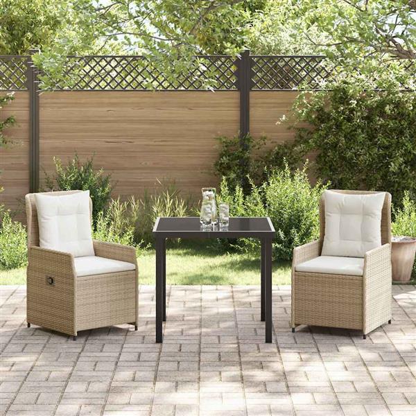 Grote foto vidaxl tuin eetset 3 pcs beige poly rattan tuin en terras tuinmeubelen