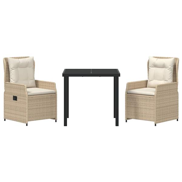 Grote foto vidaxl tuin eetset 3 pcs beige poly rattan tuin en terras tuinmeubelen
