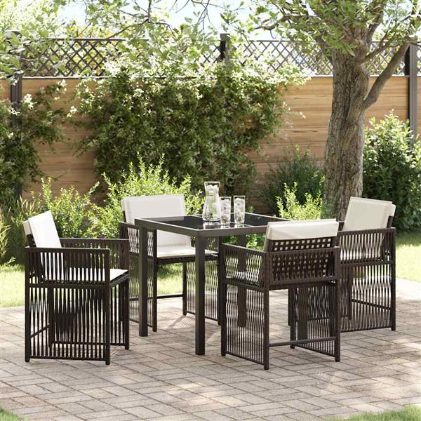 Grote foto vidaxl tuin eetset 5 pcs bruin poly rattan tuin en terras tuinmeubelen