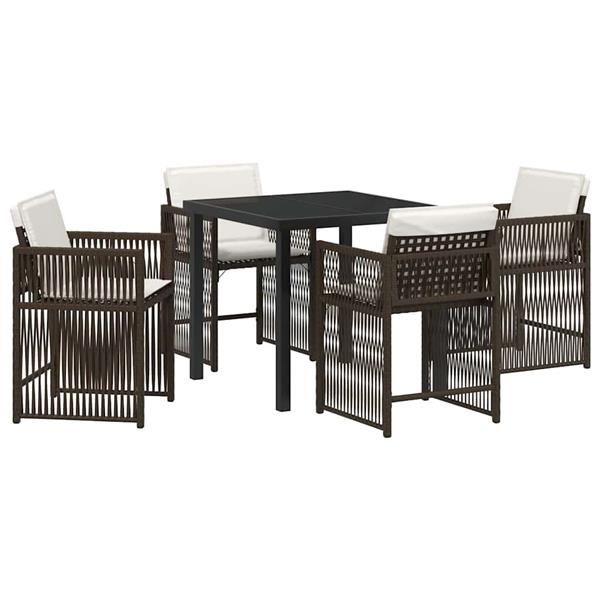 Grote foto vidaxl tuin eetset 5 pcs bruin poly rattan tuin en terras tuinmeubelen