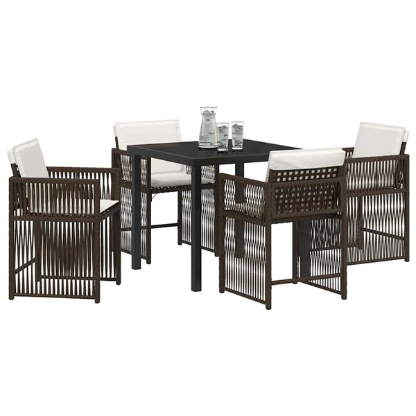 Grote foto vidaxl tuin eetset 5 pcs bruin poly rattan tuin en terras tuinmeubelen