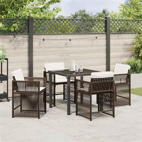 Grote foto vidaxl tuin eetset 5 pcs bruin poly rattan tuin en terras tuinmeubelen