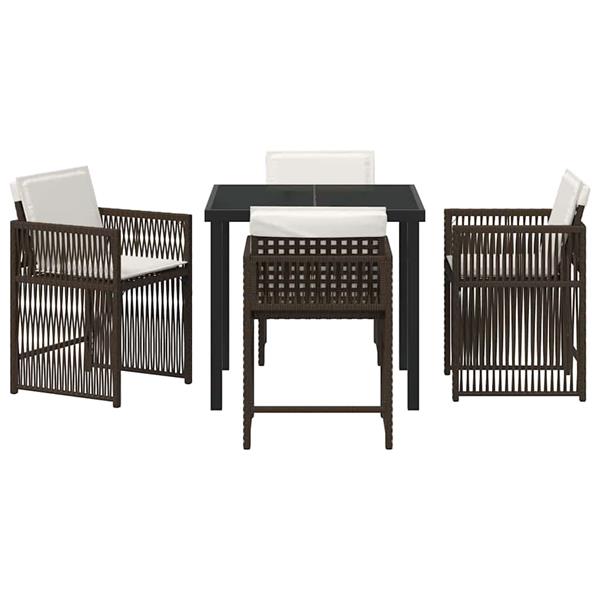 Grote foto vidaxl tuin eetset 5 pcs bruin poly rattan tuin en terras tuinmeubelen