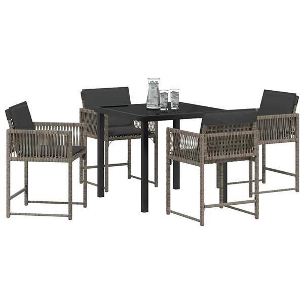 Grote foto vidaxl tuin eetset 5 pcs grijs poly rattan tuin en terras tuinmeubelen