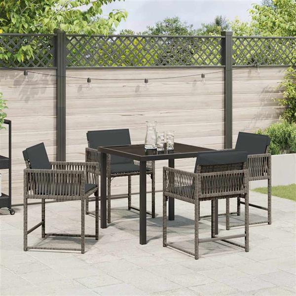 Grote foto vidaxl tuin eetset 5 pcs grijs poly rattan tuin en terras tuinmeubelen