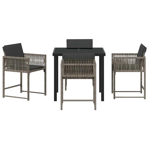 Grote foto vidaxl tuin eetset 5 pcs grijs poly rattan tuin en terras tuinmeubelen