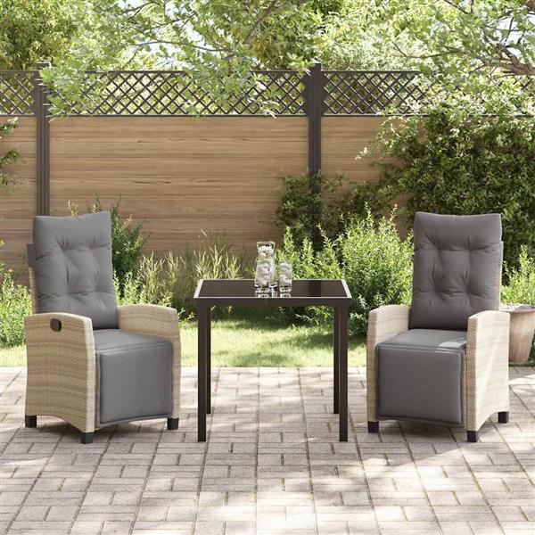 Grote foto vidaxl tuin eetset 3 pcs beige poly rattan tuin en terras tuinmeubelen