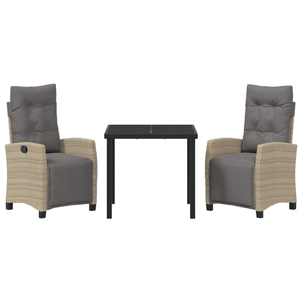 Grote foto vidaxl tuin eetset 3 pcs beige poly rattan tuin en terras tuinmeubelen