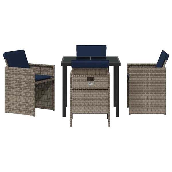 Grote foto vidaxl tuin eetset met kussen 5 pcs grijs poly riet tuin en terras tuinmeubelen