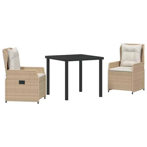 Grote foto vidaxl tuin eetset 3 pcs beige poly rattan tuin en terras tuinmeubelen