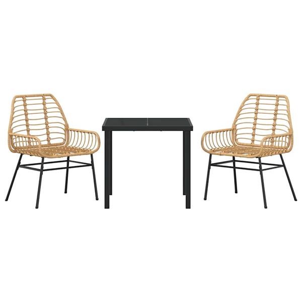 Grote foto vidaxl tuin eetset 3 pcs bruin poly rattan tuin en terras tuinmeubelen