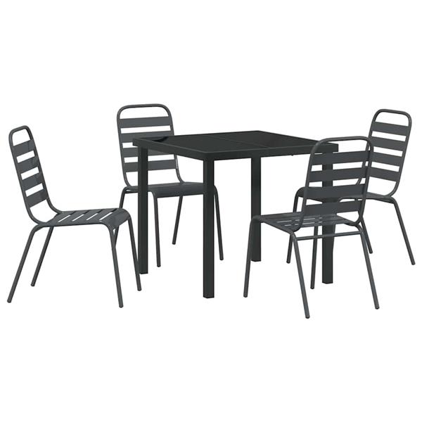 Grote foto vidaxl tuin eetset 5 pcs donkergrijs staal tuin en terras tuinmeubelen