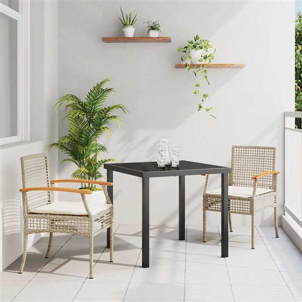 Grote foto vidaxl tuin eetset 3 pcs beige poly rattan tuin en terras tuinmeubelen