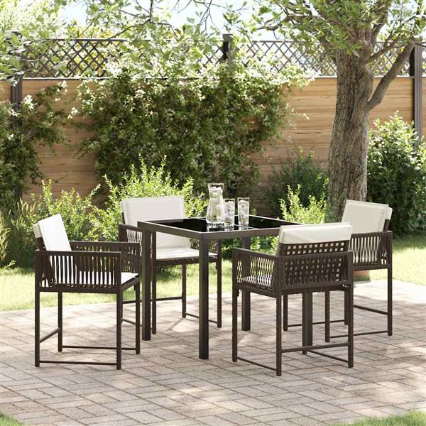 Grote foto vidaxl tuin eetset 5 pcs bruin poly rattan tuin en terras tuinmeubelen