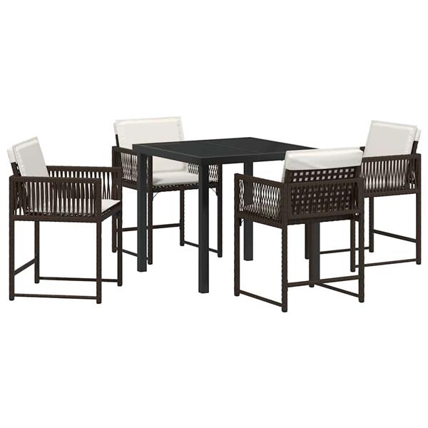 Grote foto vidaxl tuin eetset 5 pcs bruin poly rattan tuin en terras tuinmeubelen
