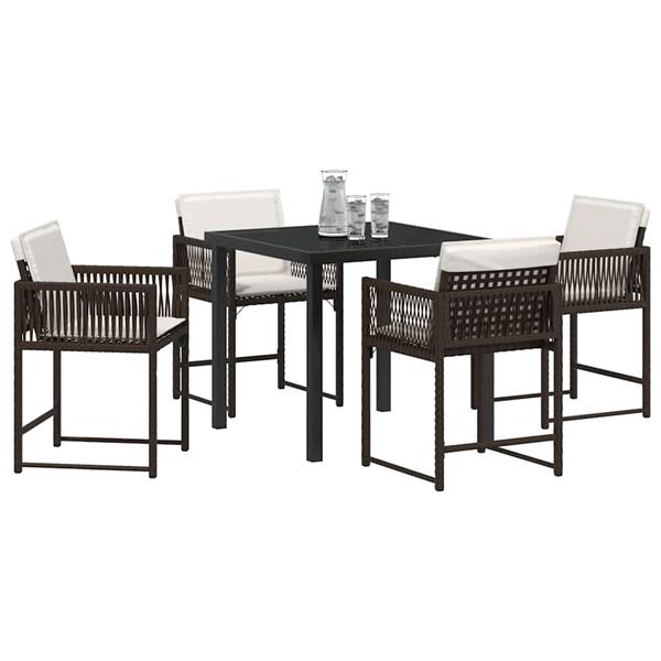Grote foto vidaxl tuin eetset 5 pcs bruin poly rattan tuin en terras tuinmeubelen