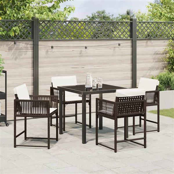 Grote foto vidaxl tuin eetset 5 pcs bruin poly rattan tuin en terras tuinmeubelen