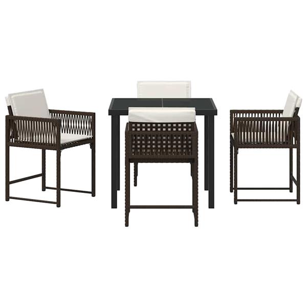 Grote foto vidaxl tuin eetset 5 pcs bruin poly rattan tuin en terras tuinmeubelen