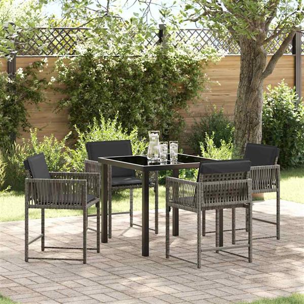 Grote foto vidaxl tuin eetset 5 pcs grijs poly rattan tuin en terras tuinmeubelen