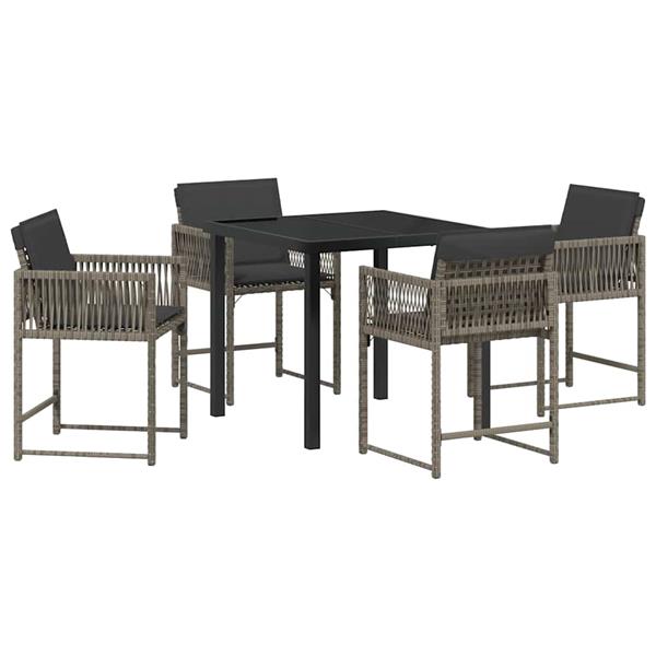 Grote foto vidaxl tuin eetset 5 pcs grijs poly rattan tuin en terras tuinmeubelen