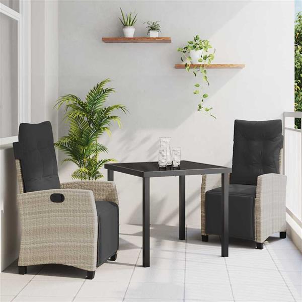 Grote foto vidaxl tuin eetset 3 pcs lichtgrijs poly rattan tuin en terras tuinmeubelen