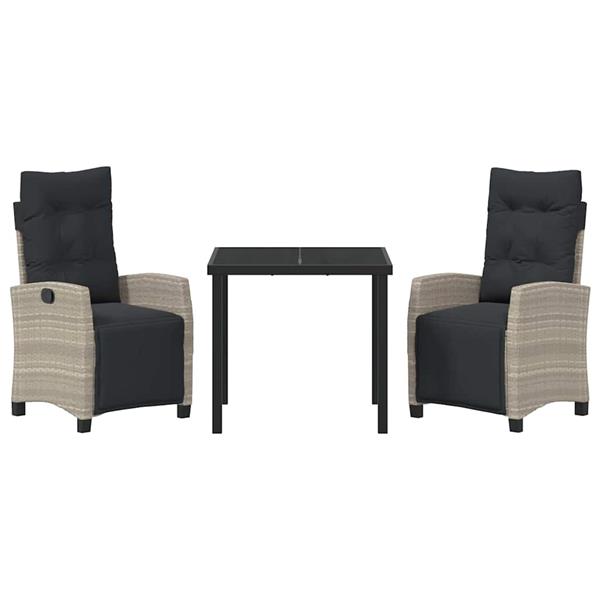 Grote foto vidaxl tuin eetset 3 pcs lichtgrijs poly rattan tuin en terras tuinmeubelen