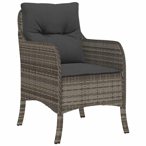 Grote foto vidaxl tuin eetset met kussen 3 pcs grijs poly riet tuin en terras tuinmeubelen