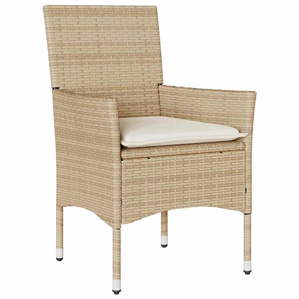 Grote foto vidaxl tuin eetset met kussen 5 pcs beige poly riet tuin en terras tuinmeubelen