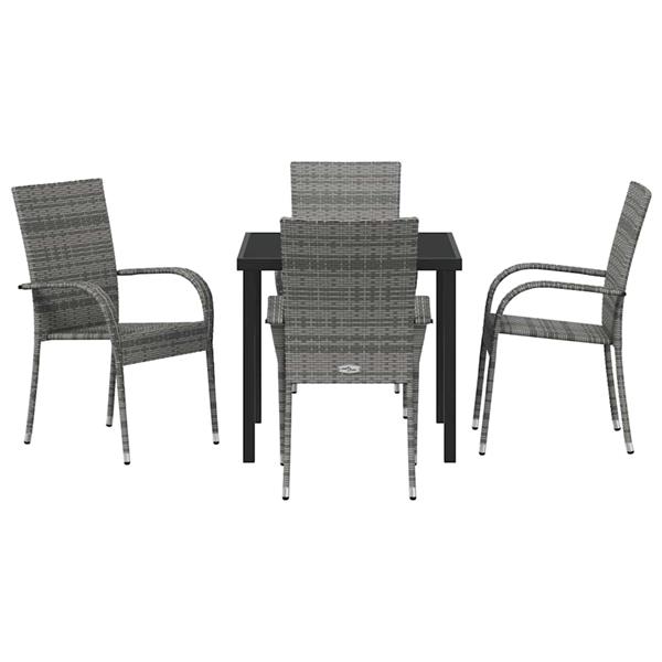 Grote foto vidaxl tuin eetset 5 pcs grijs poly riet tuin en terras tuinmeubelen