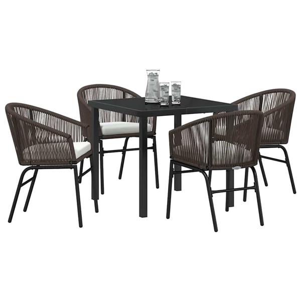 Grote foto vidaxl tuin eetset 5 pcs bruin poly riet tuin en terras tuinmeubelen