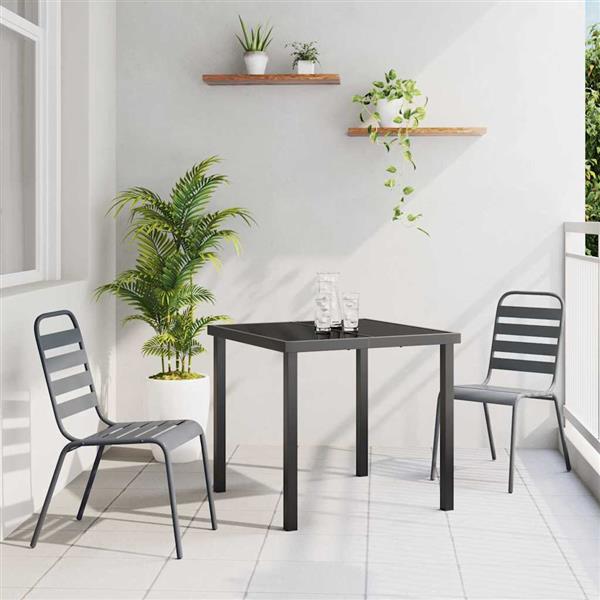 Grote foto vidaxl tuin eetset 3 pcs donkergrijs staal tuin en terras tuinmeubelen