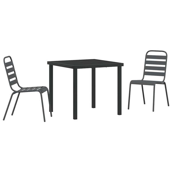 Grote foto vidaxl tuin eetset 3 pcs donkergrijs staal tuin en terras tuinmeubelen