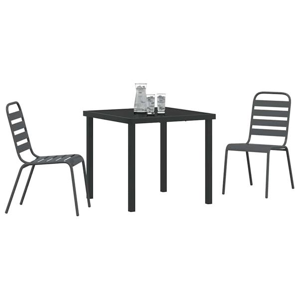 Grote foto vidaxl tuin eetset 3 pcs donkergrijs staal tuin en terras tuinmeubelen